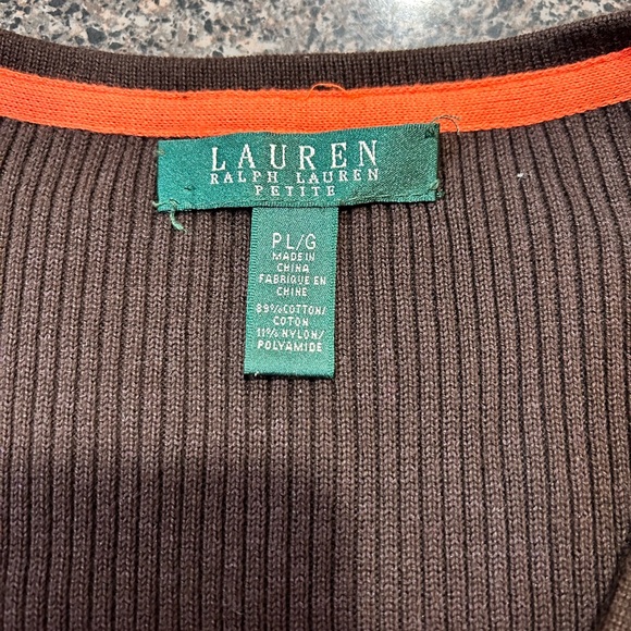 Ralph Lauren Brown and Orange Striped Cardigan - Picture 2 of 6